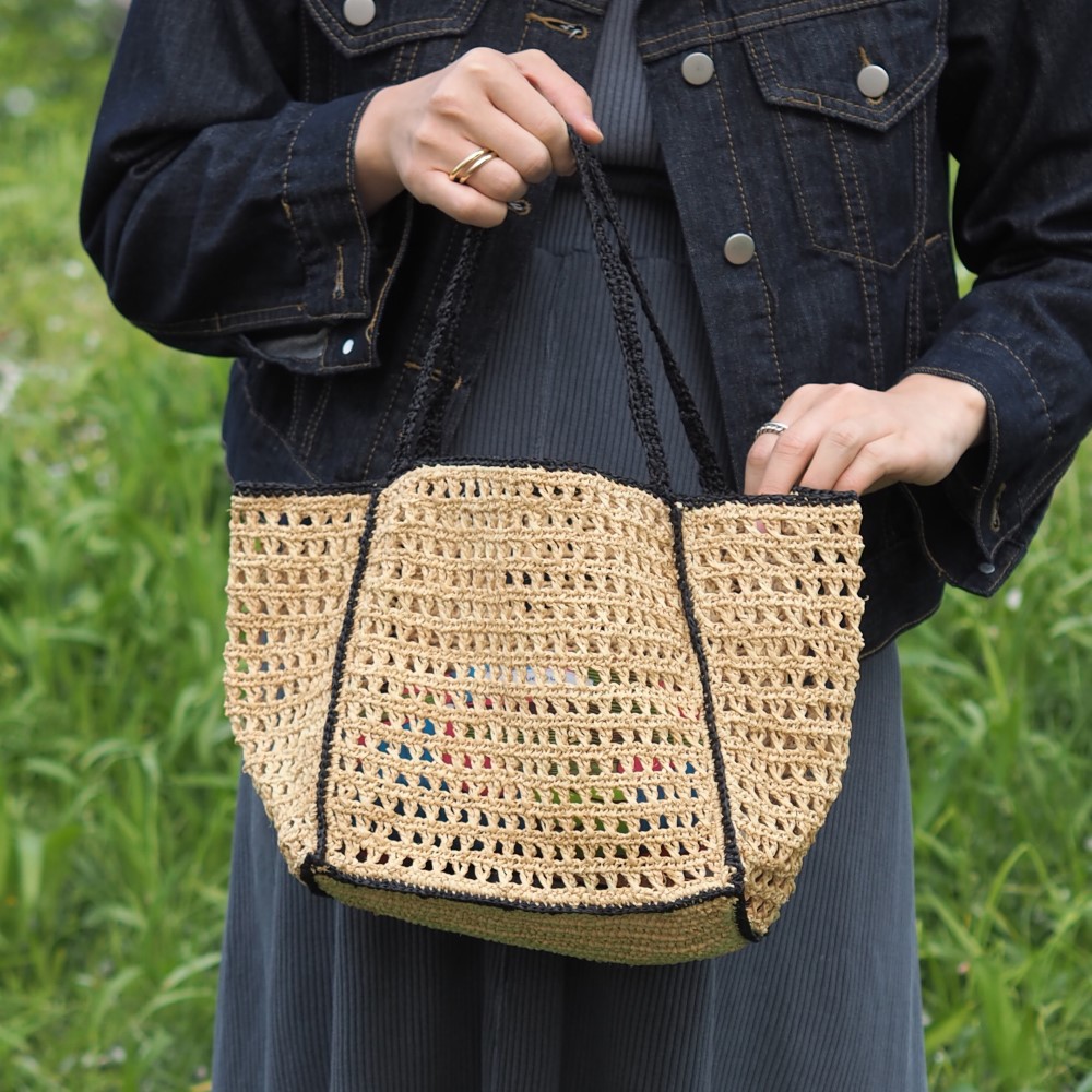 楽天市場】アフリカンスクエア ラフィアかぎ編みバッグ 長方形／かぐれ