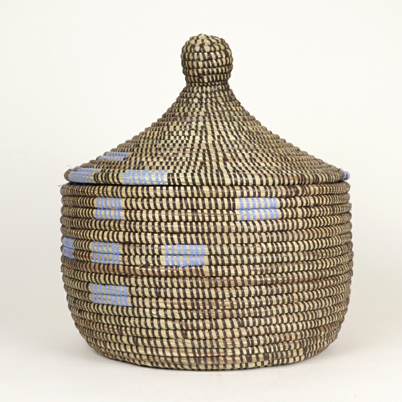 楽天市場】セネガルバスケット ふた付きかご クロス模様 白マルチ