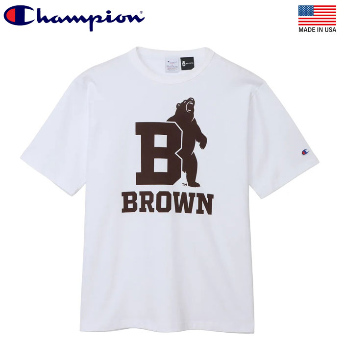 (お得なクーポン発行中！) チャンピオン アメリカ製 半袖 Tシャツ ヘビーウエイト ブラウン大学 T1011 ホワイト/ブラウン (メール便 送料無料) Champion MADE IN USA C5-D305 7,147円