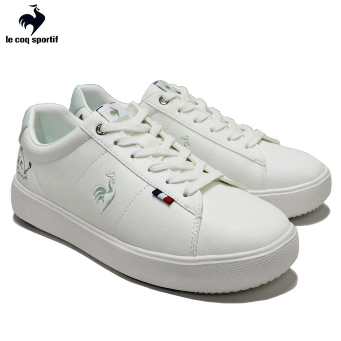 ルコックスポルティフ スニーカー レディース 軽量 ムーミンコラボ スナフキン ホワイト/グリーン LCS シェル バウンド MM le coq sportif画像