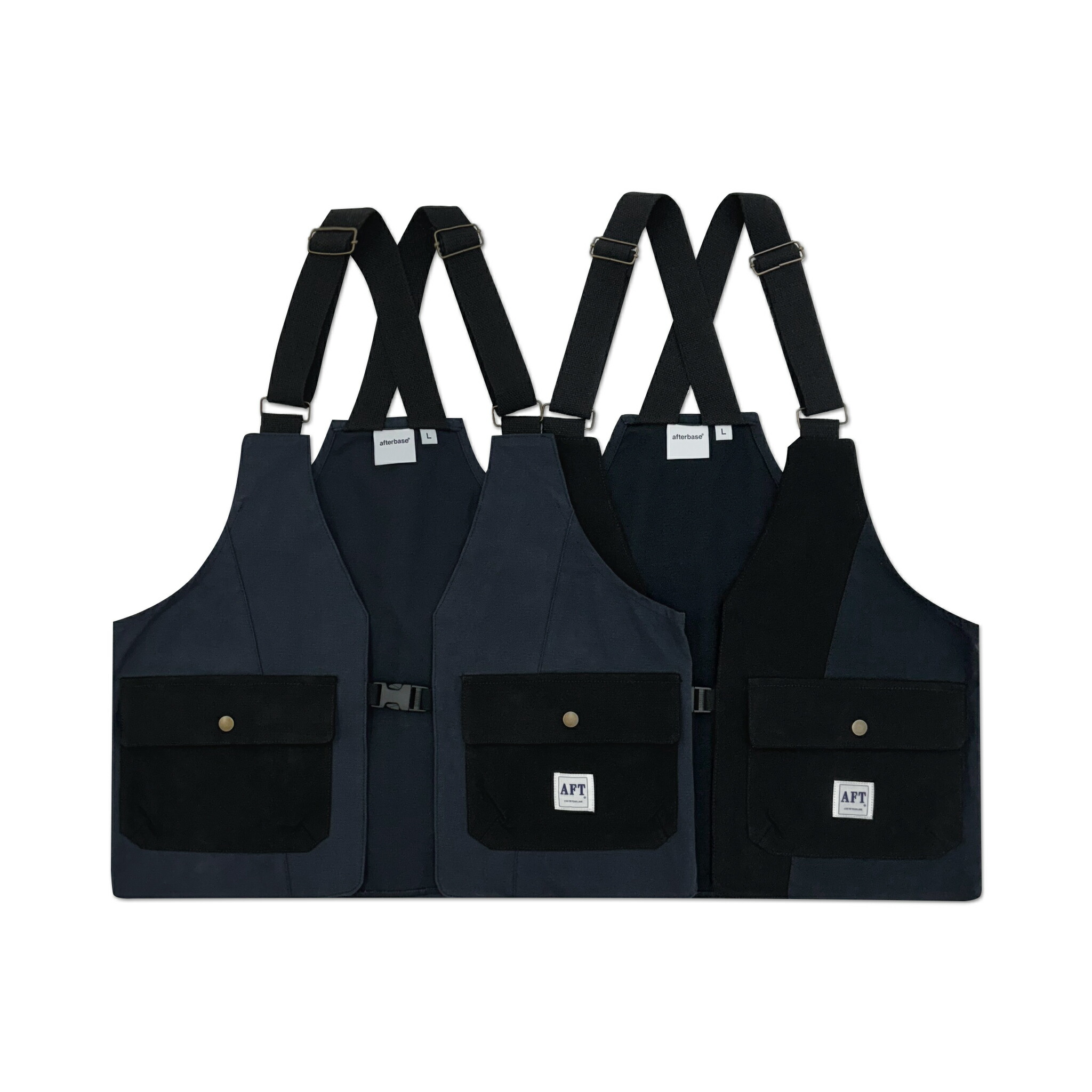 afterbase 細工物限りない WORK VEST BLACK-NAVY
