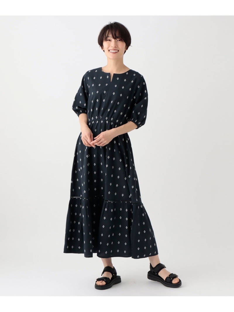 【新品】アフタヌーンティー　メゾンサジュー　ティアードワンピース　刺繍ストライプ Afternoon Tea ワンピース ストライプ刺繍ティアードワンピース