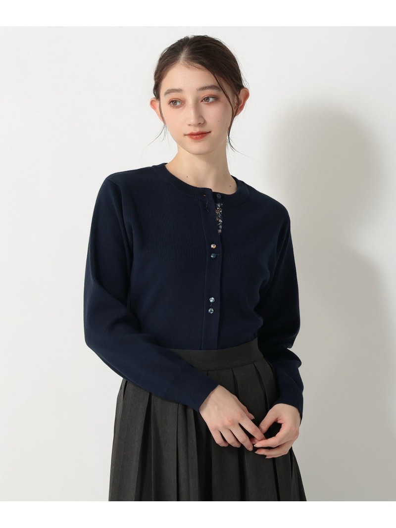 2ボタンカーディガン/リバティプリント Afternoon Tea LIVING アフタヌーンティー・リビング トップス ニット ネイビー【送料無料】[ Fashion]