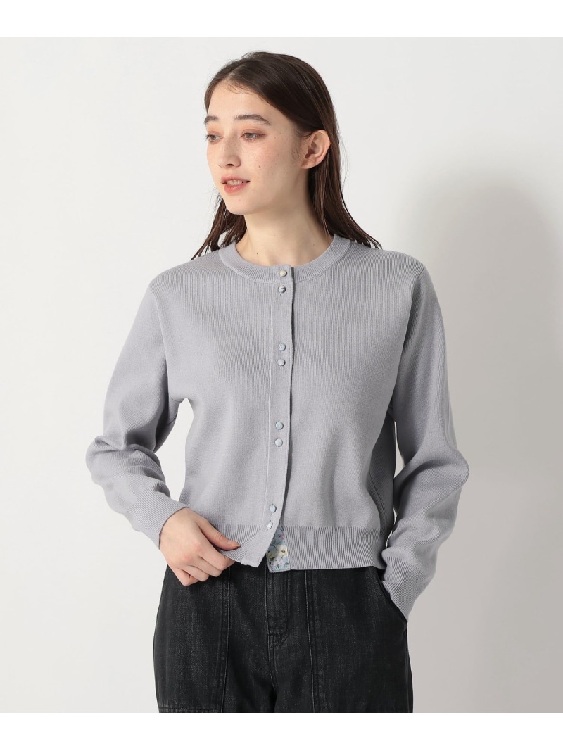 2ボタンカーディガン/リバティプリント Afternoon Tea LIVING アフタヌーンティー・リビング トップス ニット グレー【送料無料】[ Fashion]