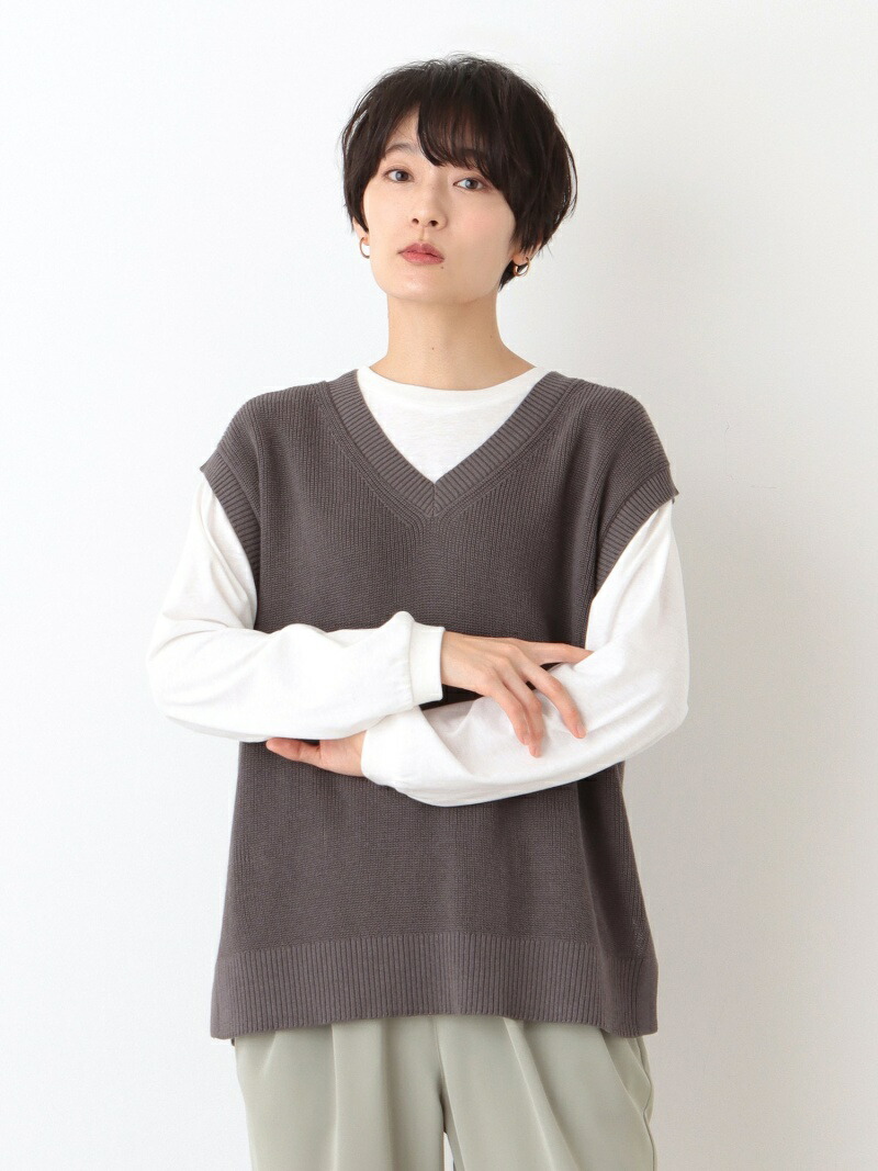 ヘンプ混vネックベスト Afternoon Tea リビング アフタヌーンティー