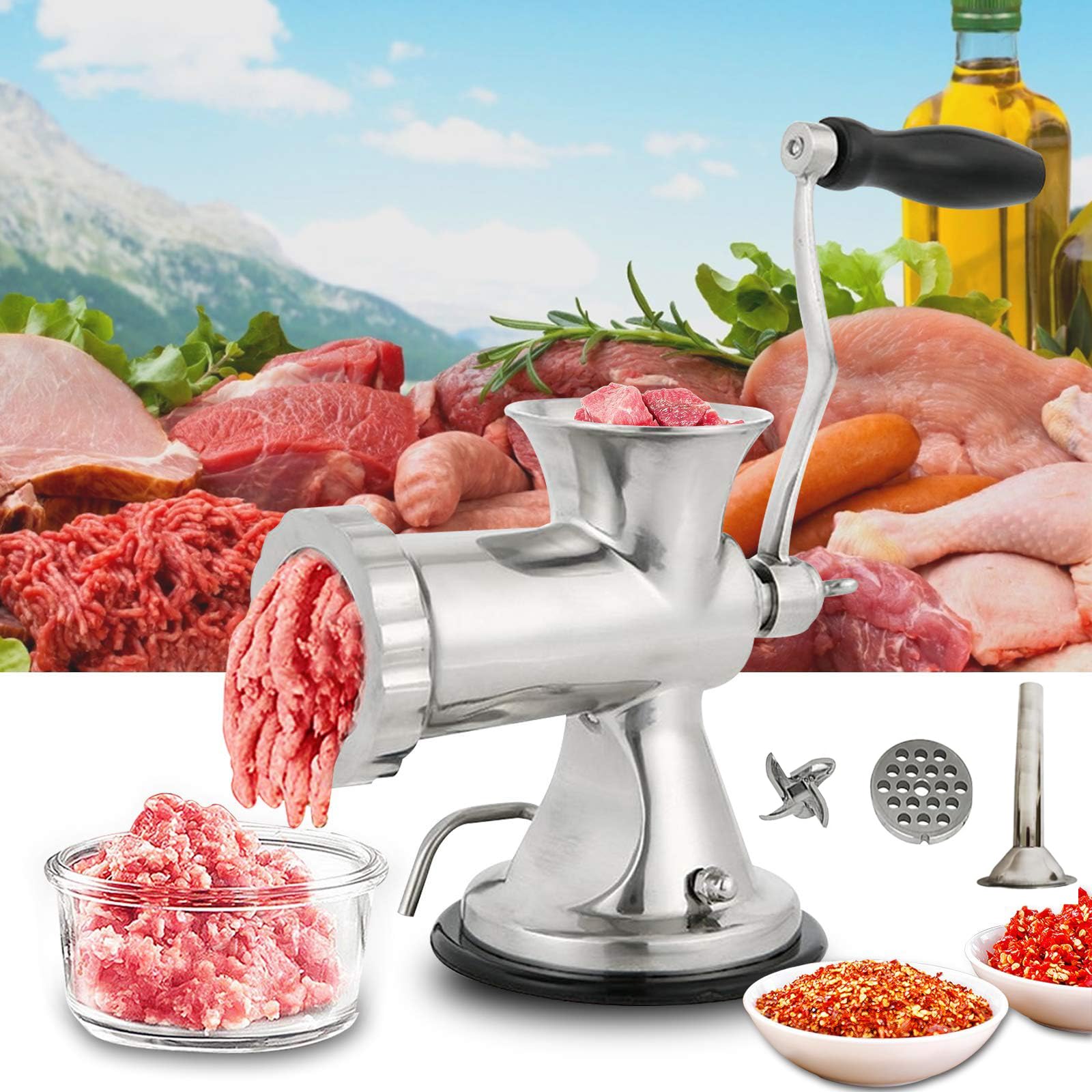 楽天市場】Poafamx手動ミンサー4.5mm/8mm2枚ブレード付きミンチ機