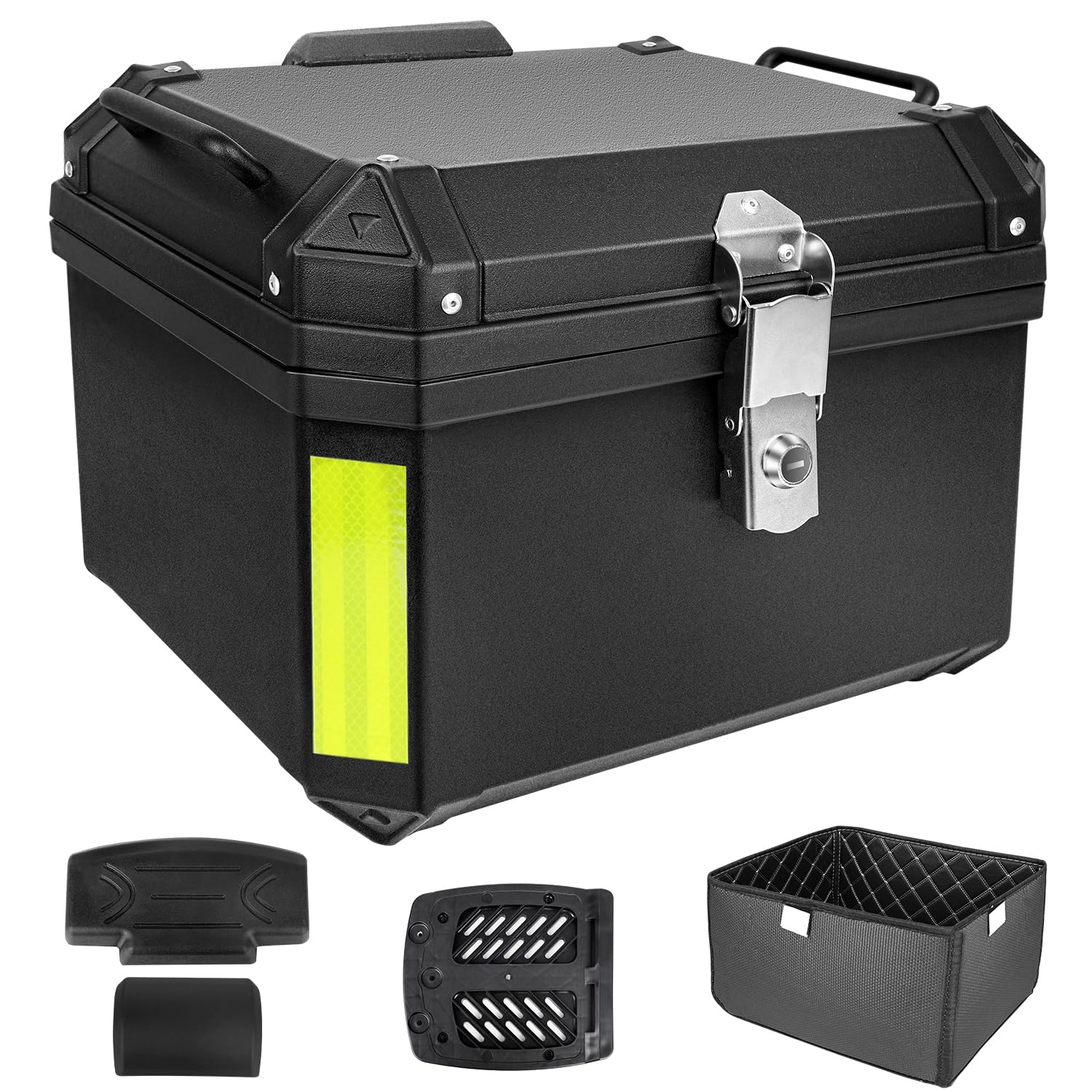 バイク リアボックス 45L/57L 大容量 トップケース ABS 軽量 バイクボックス 四角 耐衝撃 防犯対策 パニアケース キーロック可能 取付ベース 汎用 防水 防塵 バックレスト付き ツーリング/通勤/デリバリーも適
