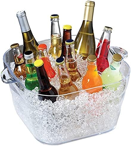ワインクーラー アイスペール シャンパンクーラー アイスバケット 氷入れ 食器 持ち手付き アクリル 軽量 大 特大 ワイン クーラー クリア 飲料バケツ ビール ポータブル 氷コンテナー 吊り手付き パンチボウル 大容量 プレゼント 送料無料