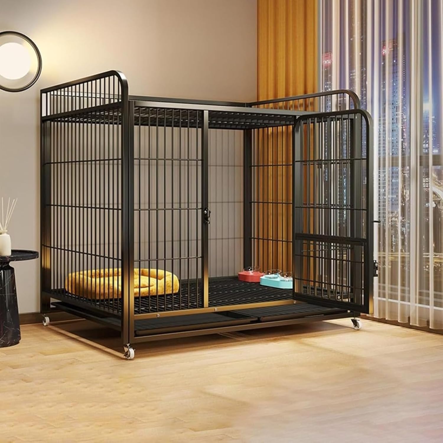 楽天市場】【】 犬用ゲージ 屋根付き 大型・中型犬対応 キャスター付き