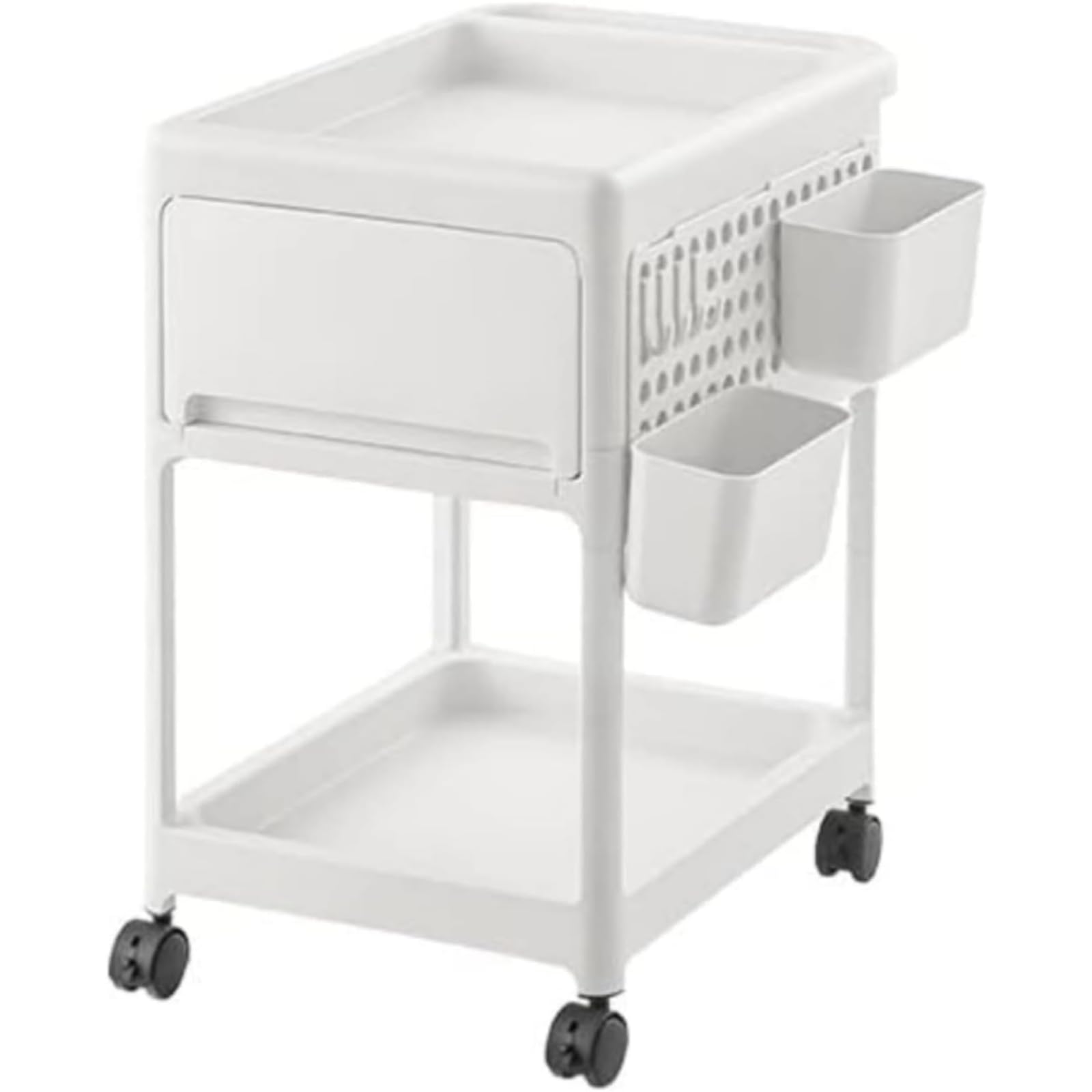 収納カート キャスター付き ベビー用品収納ラック 多機能 2/3/4段 オムツ収納 ベビーワゴン フック付き 引き出し付き 移動式 取っ手 小物収納 キッチンワゴン おしゃれ 3色
