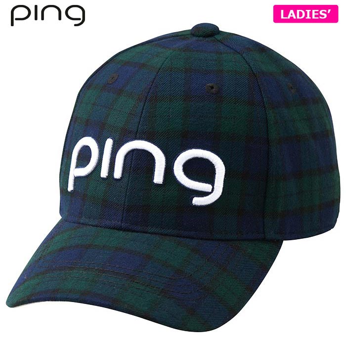 1128円 代引き手数料無料 PING ピン レディース PLAID FEELTHERMO CAP プレイド フィールサーモ キャップ HW-L2201  36449-01 Green ゴルフウェア 2022年秋冬モデル