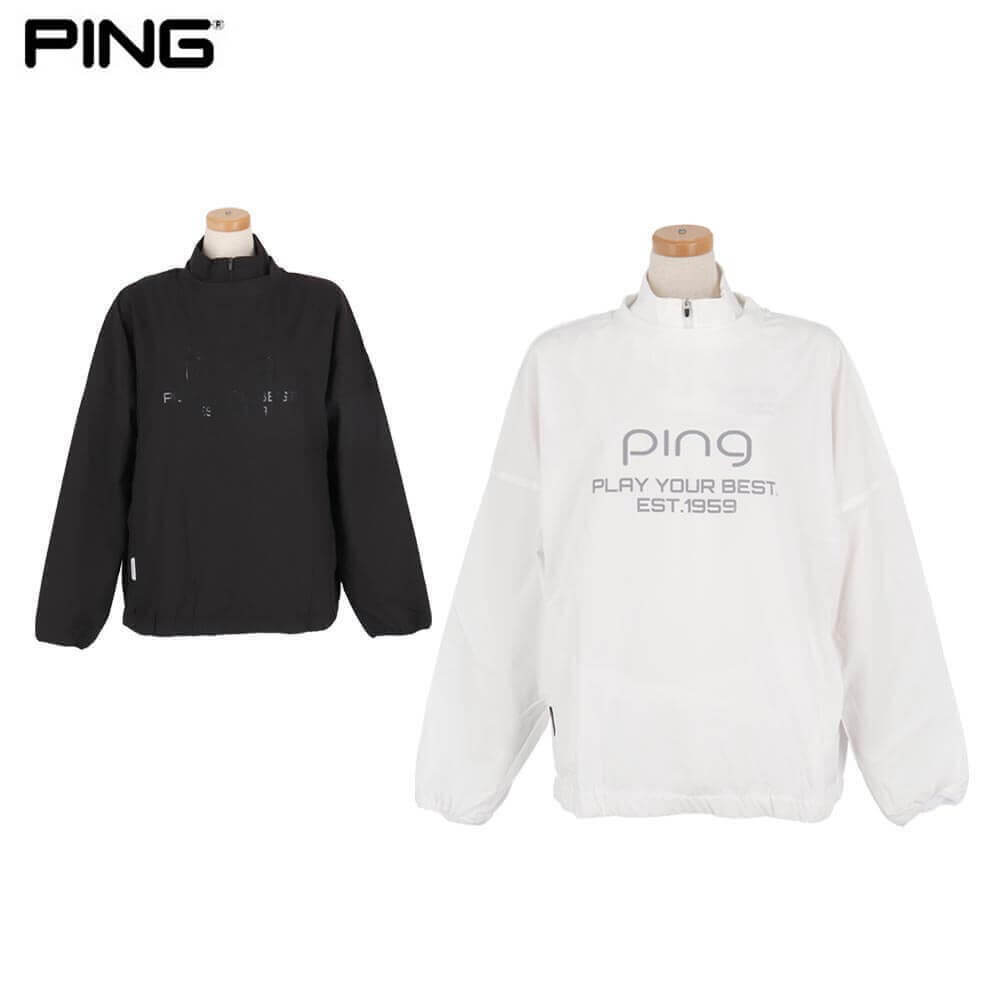 Ping ピン ブルゾン ジップ ホワイト サイドライン ハイネック ゴルフ PING（ピン） ゴルフウェア 長袖セーター 秋 冬 23FWフルジップニット