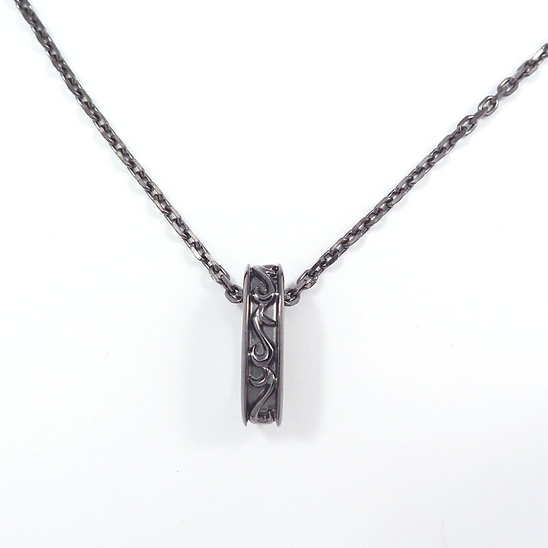 シルバー925 メンズネックレス アラベスクモチーフTop。 （ Arabesque Black Necklace ）