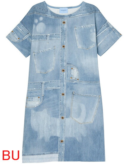 レディースファッション ワンピース Tsumori Chisato Room ツモリチサト ミニ裏毛 デニム風ワンピース 年末のプロモーション大特価 Zolotoi Pesok Ru