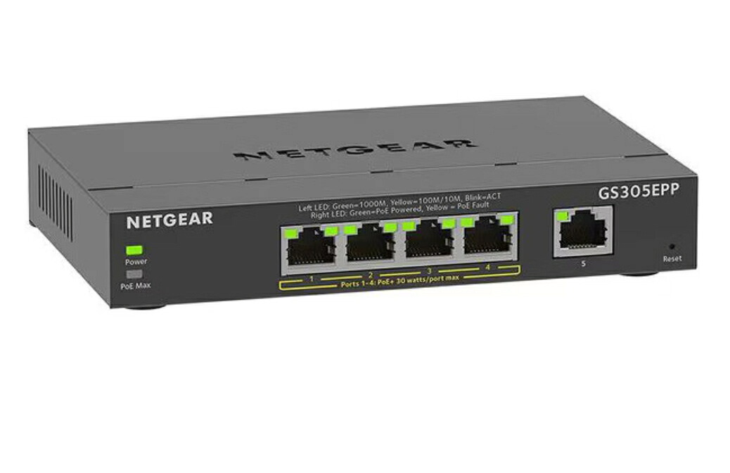スイッチングハブ NETGEAR ネットギア GS305EPP-100JPS 5ポート 4xPoE+ 120W オフィス 店舗用品 【新品】 新着