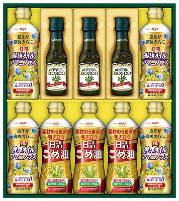 日清ヘルシーオイル&ボスコエキストラバージンオリーブオイルギフトセット BM-50A 内祝い お返し 出産内祝い 結婚内祝い 香典返し 粗供養 お彼岸 お供え 御供 快気祝い 快気内祝