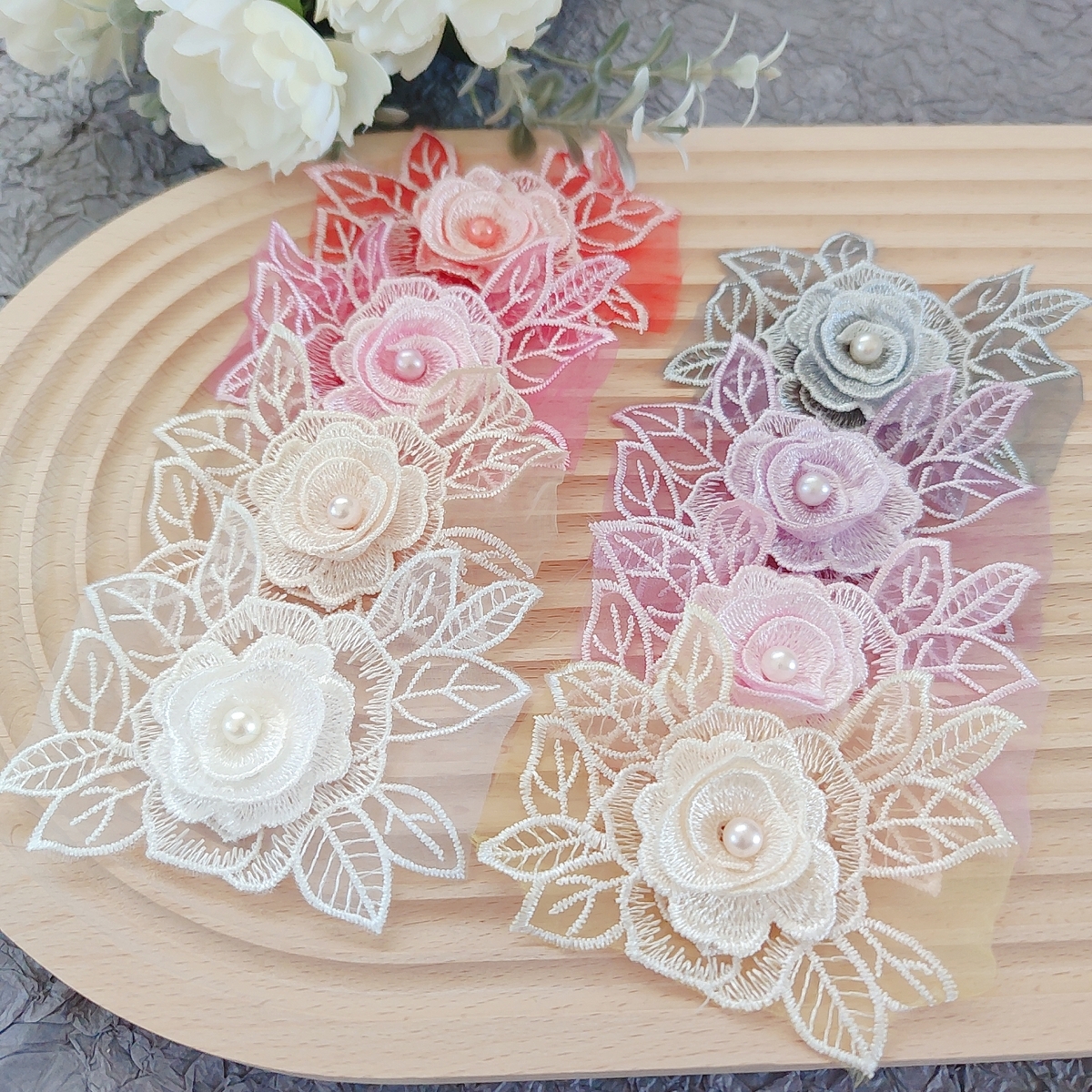 楽天市場】薔薇 花 ローズ 刺繍 ケミカル モチーフ 2枚セット レッド