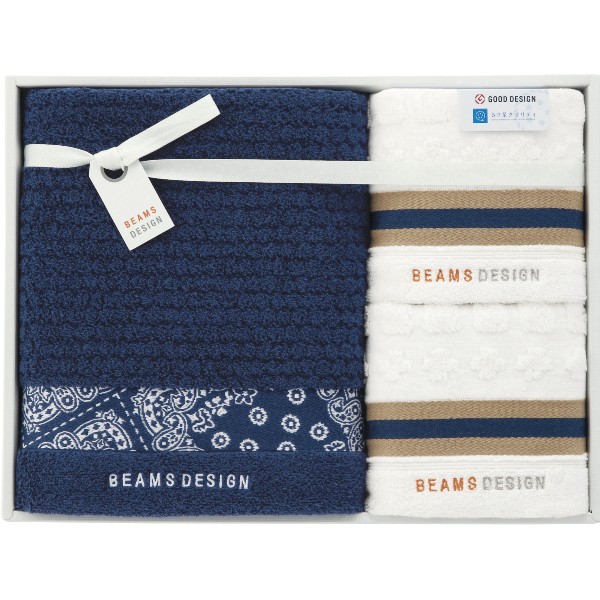 【ポイント5倍】ビームス デザイン BEAMS DESIGN ラインバンダナ タオルセット（ネイビー） 【結婚内祝い 新築内祝い 入学内祝い 内祝いギフト 内祝い お祝い プレゼント ギフト 出産祝い お返し 敬老の日】【御歳暮 お歳暮 寒中御見舞】【送料無料 送料込み】