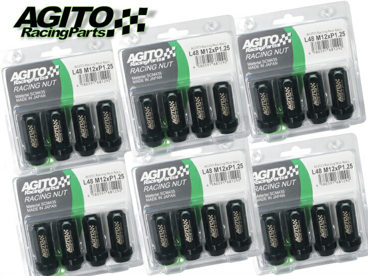 楽天市場】【20本入】AGITOレーシングナット L48 17HEX M12xP1.25 60