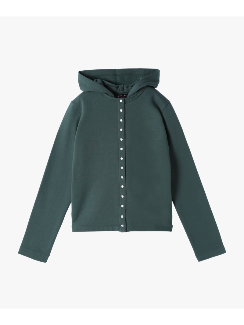 オーガニックコットン メルトン 長袖 カーディガンプレッション "Capuche" agnes b. FEMME アニエスベー トップス カーディガン グリーン【送料無料】[ Fashion]｜agnes b.