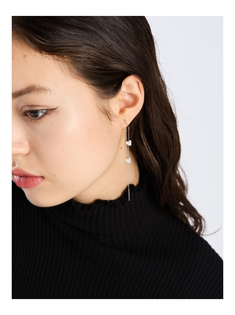 agnes b◆レディース シルバー ハート型ピアス 片耳用◆送料込 ☆agnes b. アニエスベー ハート ロゴ ピアス (片耳) (Agnes b