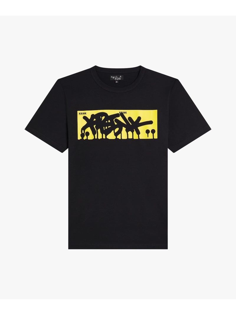 プリント コットン 半袖 アーティスト Tシャツ "Krink" agnes b. FEMME アニエスベー トップス カットソー・Tシャツ ブラック【送料無料】[ Fashion]｜agnes b.