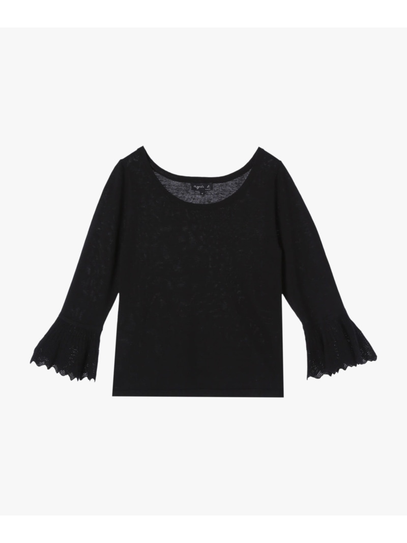 【SALE／60%OFF】シルク リネン 7分袖 プルオーバー "Chantilly" agnes b. FEMME アニエスベー トップス シャツ・ブラウス ブラック【RBA_E】【送料無料】[ Fashion]｜agnes b.