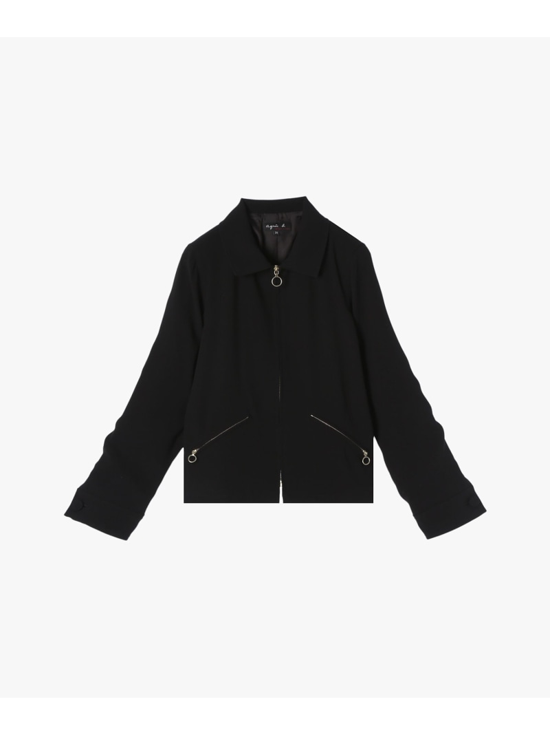 【SALE／37%OFF】ブラック トリアセテート クレープ 長袖 ブルゾン agnes b. FEMME アニエスベー ジャケット・アウター ブルゾン・ジャンパー ブラック【RBA_E】【送料無料】[ Fashion]｜agnes b.