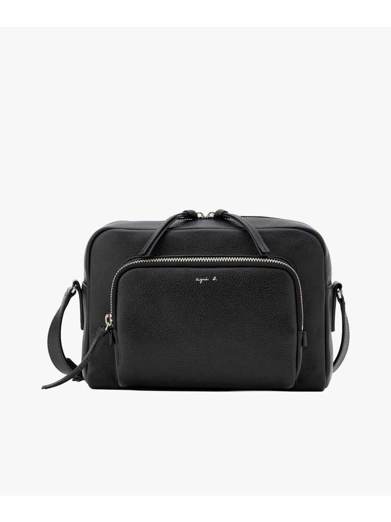 レザー ラージ ショルダーバッグ "Angele" ABS04-03 agnes b. VOYAGE アニエスベー バッグ ショルダーバッグ ブラック【送料無料】[ Fashion]｜agnes b.