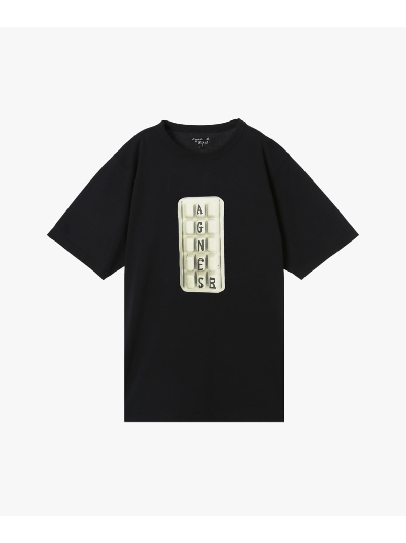 【by R 押さえる品】agnes b. 映し絵刷り上げる 綿織物 半袖 ティーシャツ agnes b. FEMME アニエスベー トップス カットソー・ティーシャツ 黒いこと【貨物輸送無料】[ Fashion]