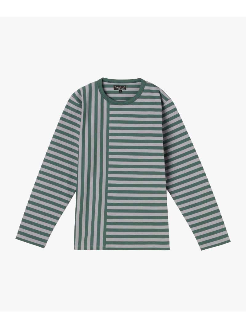 【by R 限定品】agnes b. 細ボーダーxストライプ コットン 長袖 Tシャツ \"Haru\" agnes b. FEMME アニエスベー トップス カットソー・Tシャツ【送料無料】[ Fashion]