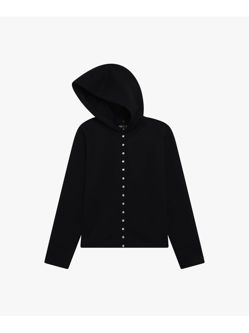 オーガニックコットン メルトン 長袖 カーディガンプレッション \"Capuche\"" agnes b. FEMME アニエスベー トップス ジレー 黒いこと【貨物輸送無料】[ Fashion]"