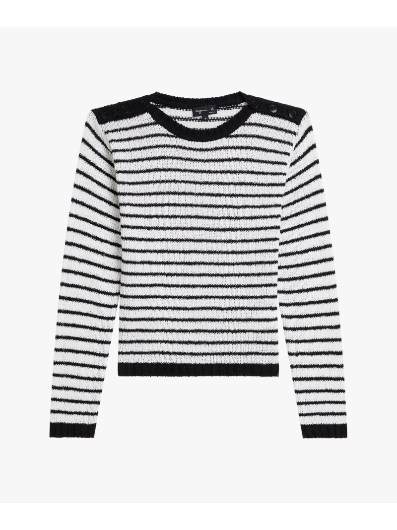 【SALE／37%OFF】ボーダー コットン ジャージー 長袖 ニット プルオーバー agnes b. FEMME アニエスベー トップス ニット ホワイト【RBA_E】【送料無料】[ Fashion]｜agnes b.