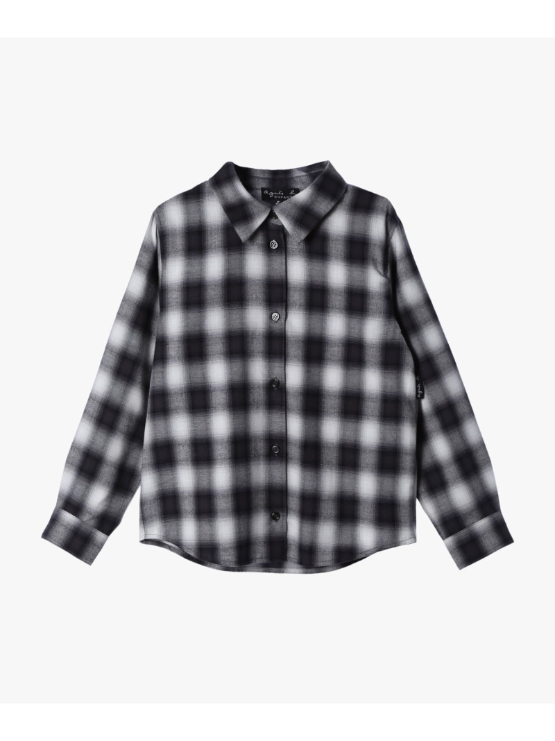 【SALE／55%OFF】キッズ チェック コットン 長袖 シャツ agnes b. ENFANT アニエスベー トップス シャツ・ブラウス ブラック【RBA_E】【送料無料】[ Fashion]｜agnes b. 9,653円