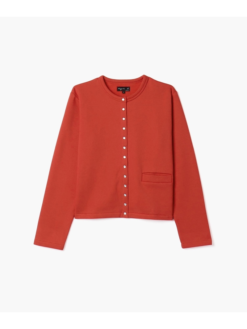 【未使用タグ付きフランス製】プレッションカーディガン(裏起毛) コットン メルトン カーディガンプレッション ［Made in