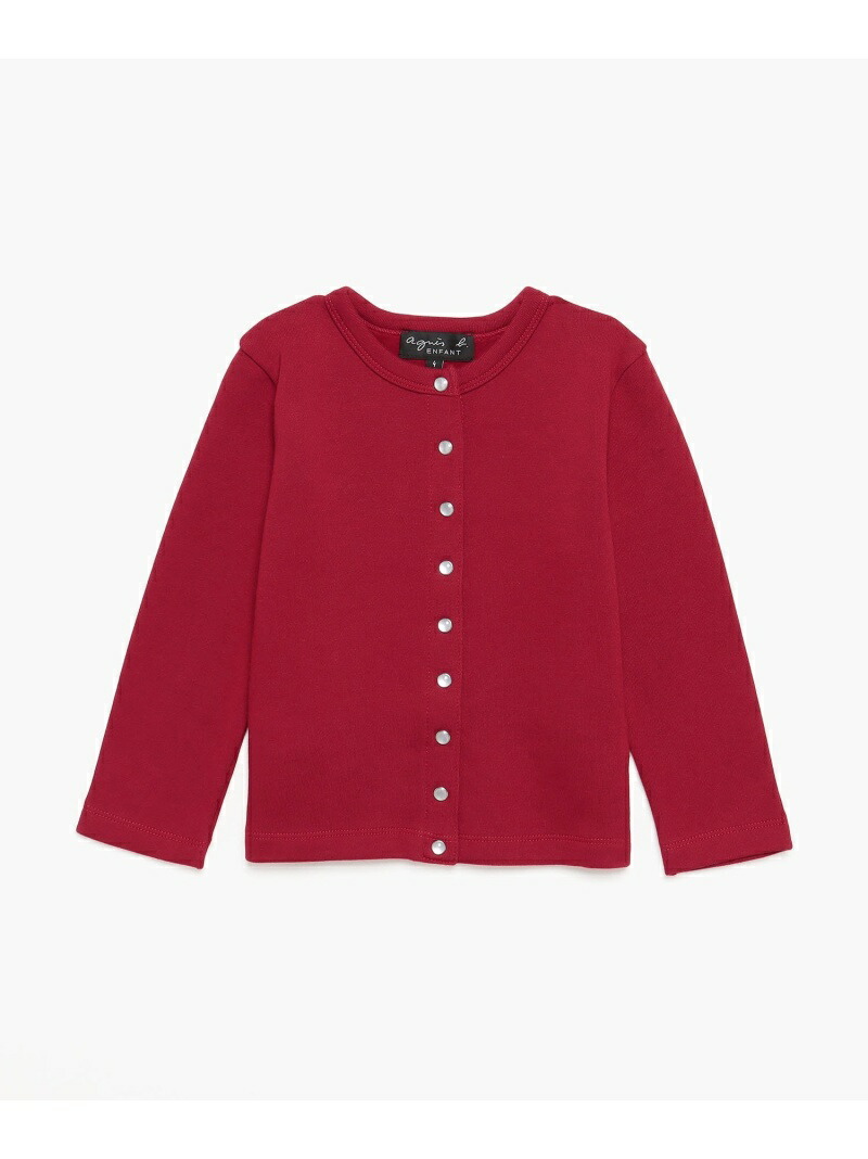 M001 E CARDIGAN キッズ カーディガンプレッション agnes b. KIDS UNISEX アニエスベー ニット カーディガン レッド  Rakuten Fashion 【楽天カード分割】