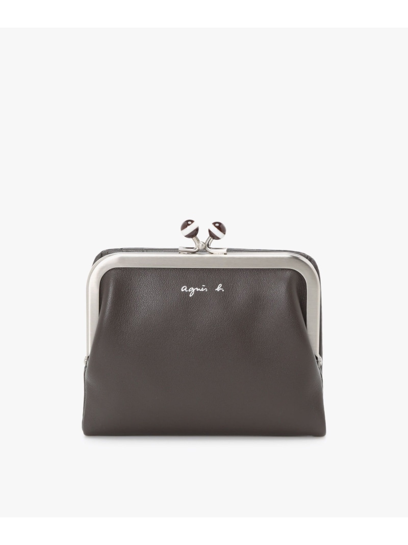 レザー がま口 ミニ ウォレット "Irene" PAW07-06 agnes b. VOYAGE アニエスベー 財布・ポーチ・ケース 財布 ブラウン【送料無料】[ Fashion]｜agnes b.