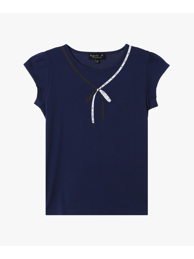 キッズ リボン プリント コットン 半袖 Tシャツ \
