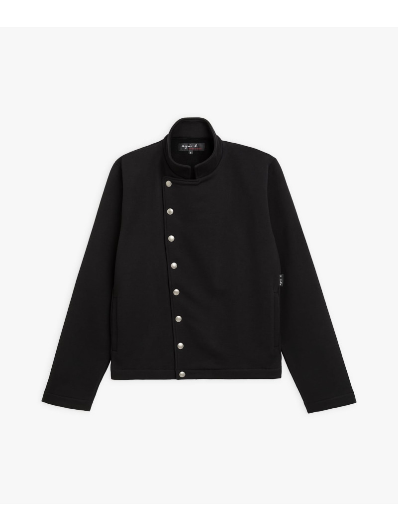 agnes b. homme カーディガンプレッション ロゴボタン BLK/3 メンズ オーガニックコットン 長袖 カーディガンプレッション ｜agnès