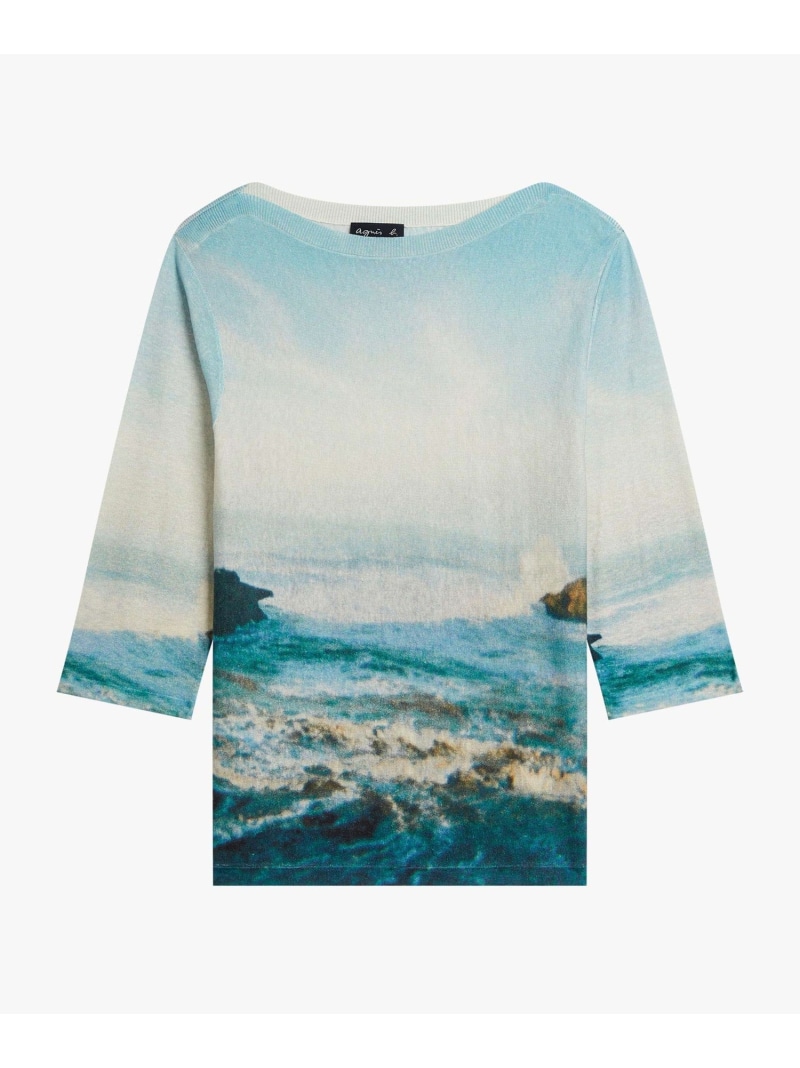 【SALE／37%OFF】フォトプリント シルク リネン ニット プルオーバー "Mer" agnes b. FEMME アニエスベー トップス ニット【RBA_E】【送料無料】[ Fashion]｜agnes b.