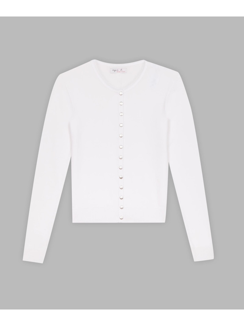 コットン ニット 長袖 カーディガンプレッション "Swing" agnes b. FEMME アニエスベー トップス カーディガン ホワイト【送料無料】[ Fashion]｜agnes b.