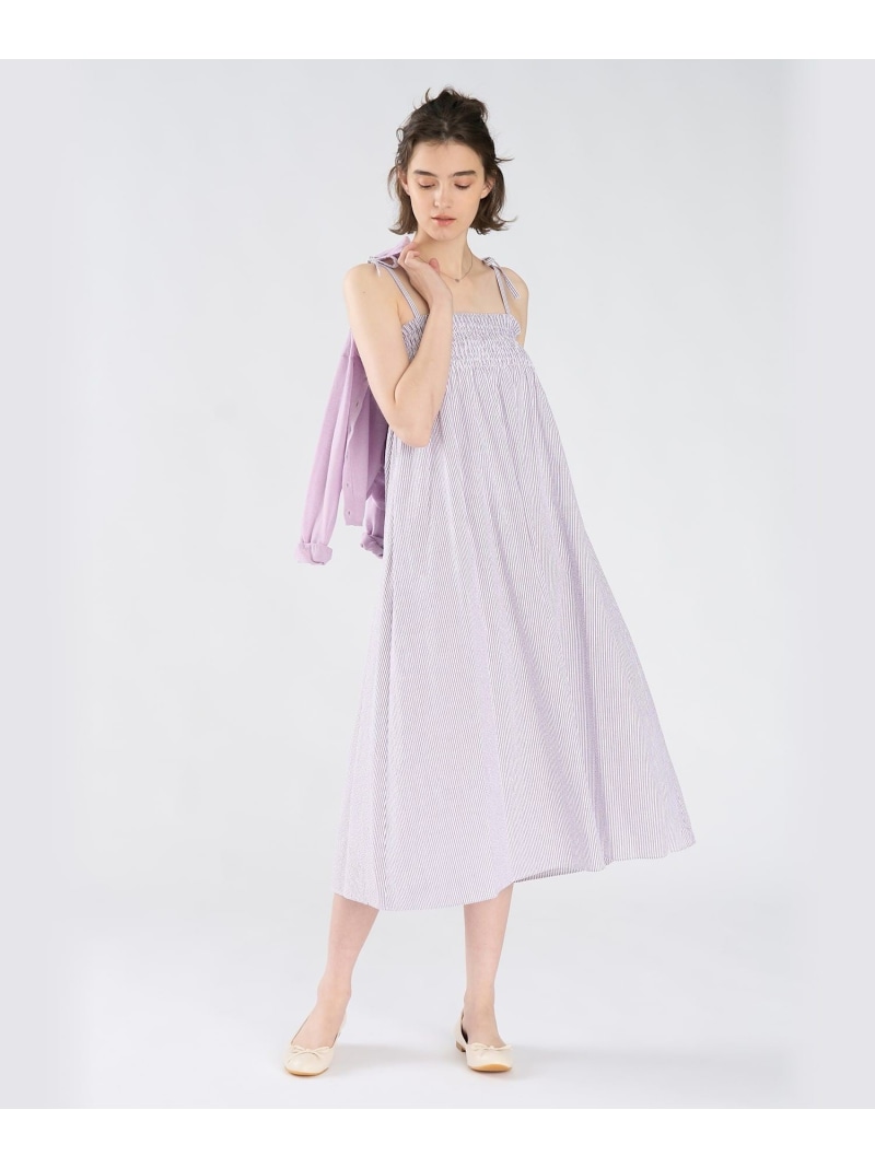 ストライプ コットン キャミワンピース To b. by agnes b. アニエスベー ワンピース・ドレス ワンピース パープル【送料無料】[ Fashion]｜agnes b.