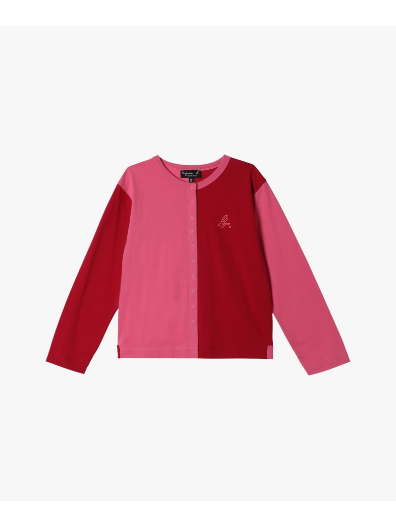 キッズ バイ色つや \"b.\""ロゴタイプ 綿織物 長袖 カーディガンプレッション \""Bicol\"" agnes b. ENFANT アニエスベー トップス ジレー 赤いこと【貨物輸送無料】[ Fashion]"