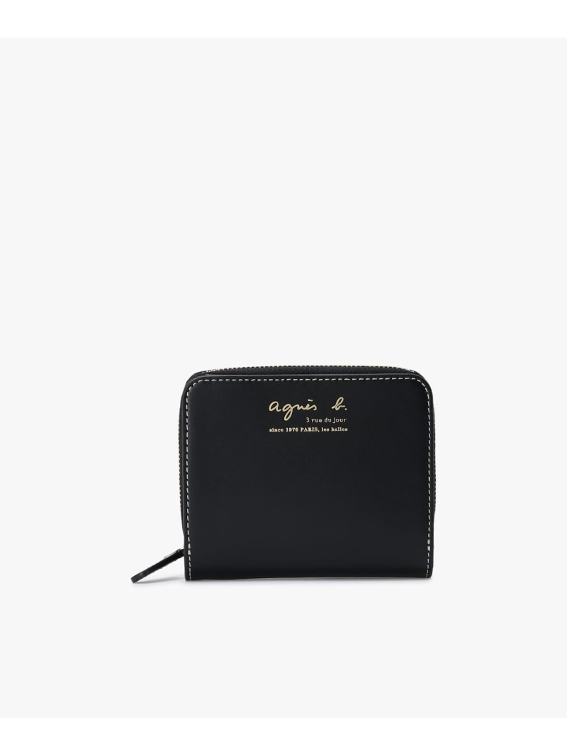 レザー 二つ折りウォレット ZAW01-06 agnes b. VOYAGE アニエスベー 財布・ポーチ・ケース 財布 ブラック【送料無料】[ Fashion]