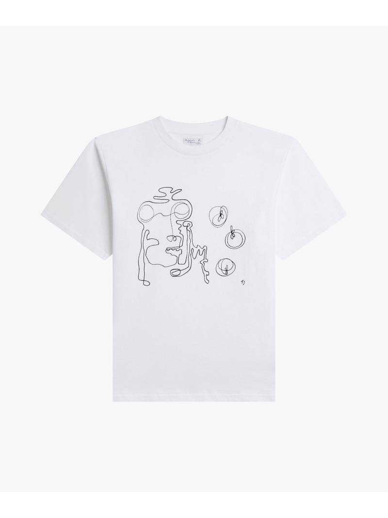 メンズ プリント コットン 半袖 アーティスト Tシャツ \"Jen Cri\" agnes b. HOMME アニエスベー トップス カットソー・Tシャツ ホワイト【送料無料】[ Fashion]