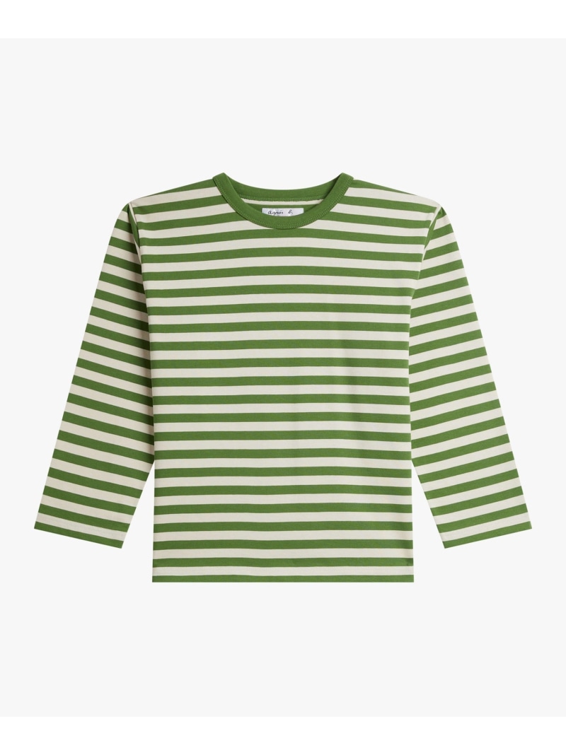細ボーダー コットン 七分袖 Tシャツ \