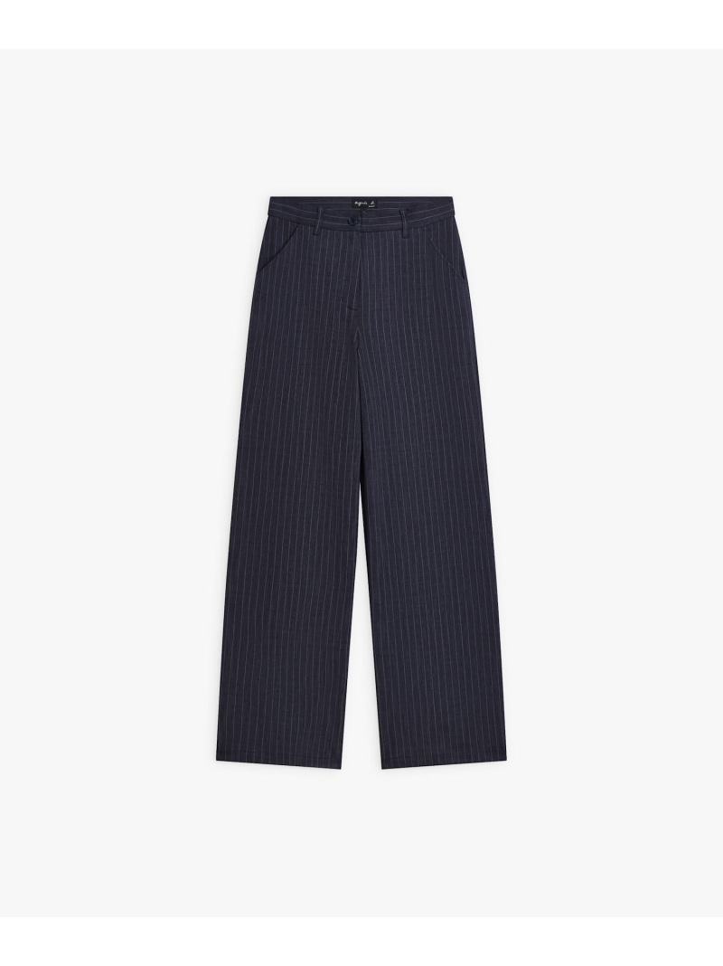 【SALE／55%OFF】ピンストライプ ワイド パンツ "Polisson" agnes b. FEMME アニエスベー パンツ スラックス・ドレスパンツ ブルー【RBA_E】【送料無料】[ Fashion]｜agnes b.
