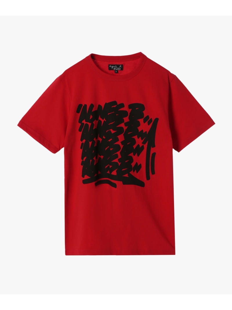 プリント コットン 半袖 アーティスト Tシャツ "JonOne" agnes b. FEMME アニエスベー トップス カットソー・Tシャツ レッド【送料無料】[ Fashion]｜agnes b.