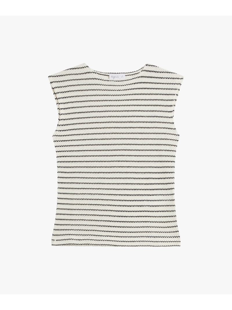 【SALE／37%OFF】ボーダー ラッセルニット編み ボートネック ノースリーブ トップス "Angelice" agnes b. FEMME アニエスベー トップス カットソー・Tシャツ ホワイト【RBA_E】【送料無料】[ Fashion]｜agnes b.