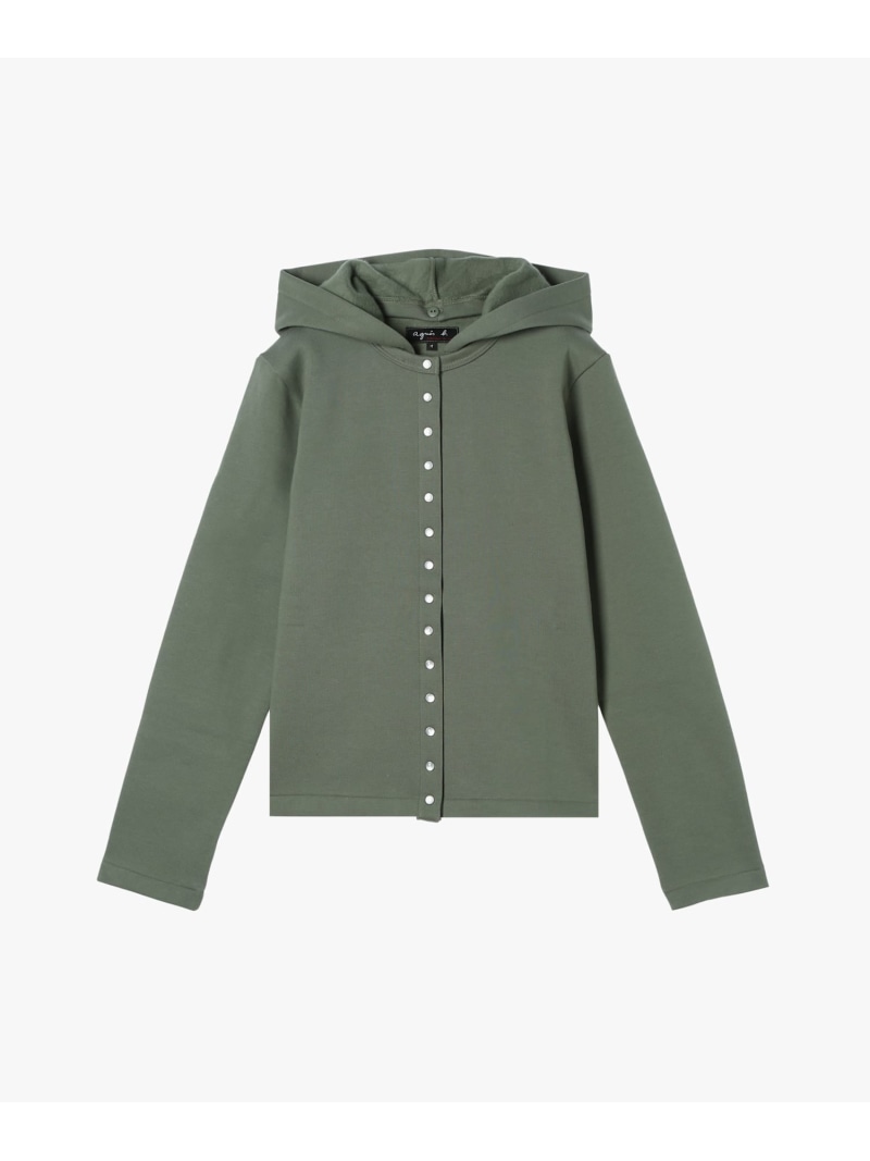 オーガニックコットン メルトン 長袖 カーディガンプレッション \"Capuche\"" agnes b. FEMME アニエスベー トップス ジレー カーキ緑であること【貨物輸送無料】[ Fashion]"